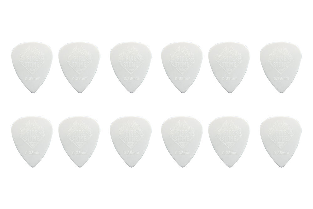 Fire & Stone médiators en nylon 0,38 mm, blancs, 12 pièces