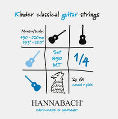 Cordes Hannabach pour guitare classique Serie 890 guitare 1/4 pour enfants Duel : 49-52 cm - Jeu de 2 cordes de sol (890MT 1/4)