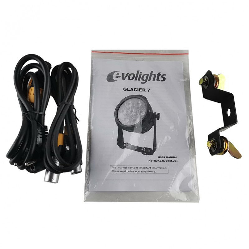 EVOLIGHTS GLACIER 7 LED PAR 7x10W RGBWA-UV IP65 éclairage de scène extérieur