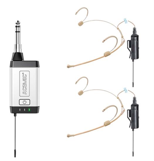 Acemic Q2/H1 2 Microphones sans fil headset et 1 récepteur