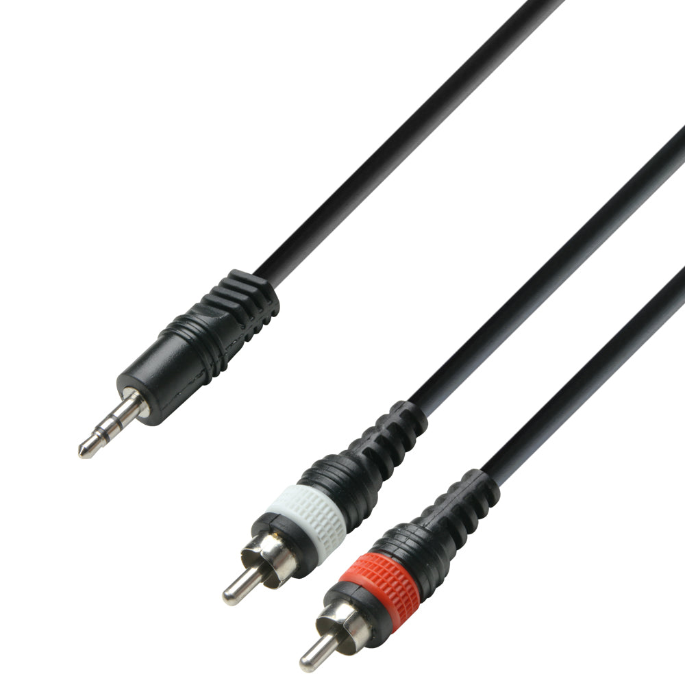 Câble Adaptateur 3,5mm Jack Stéréo vers 2 x RCA Phono (3 mtr)