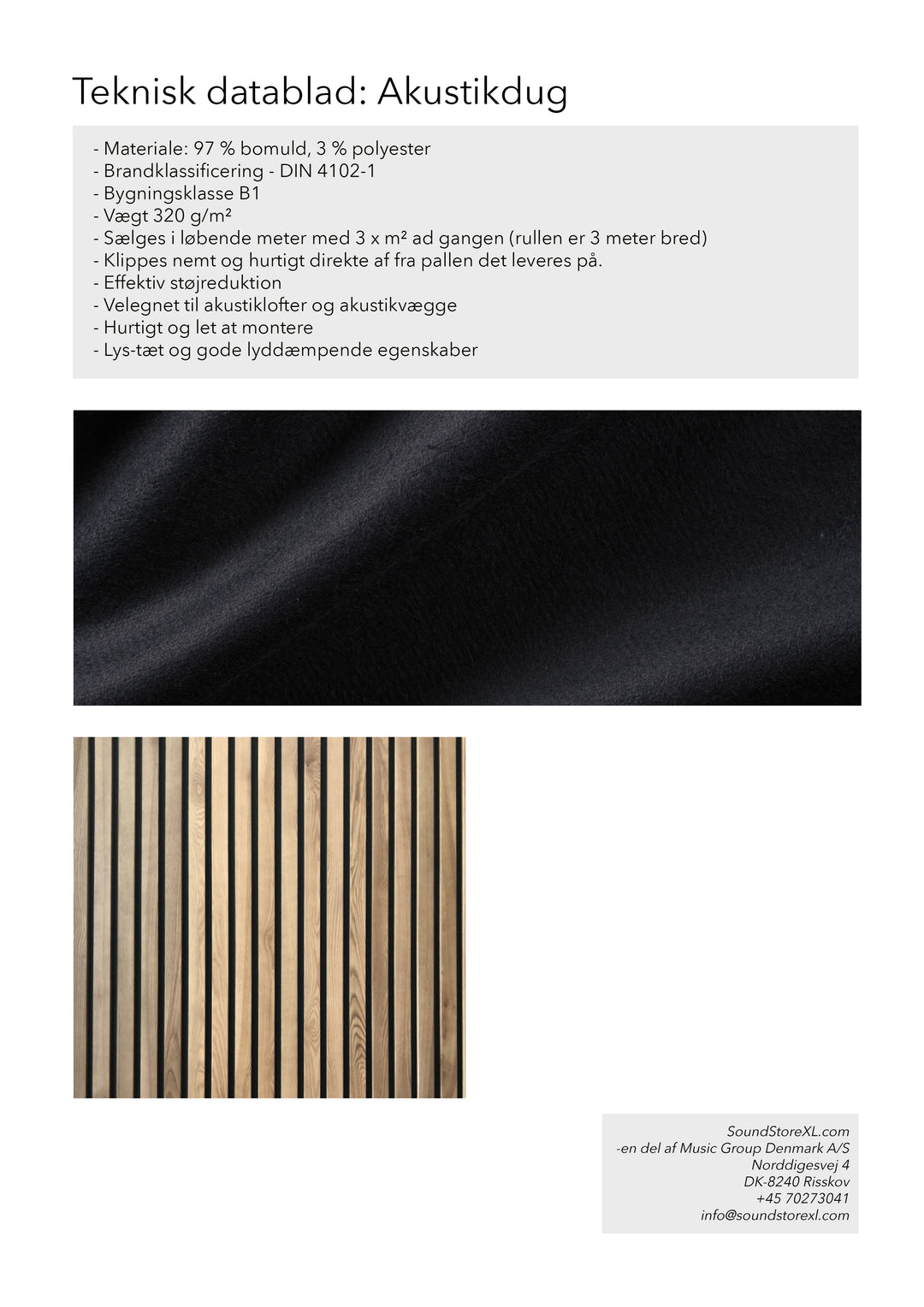 Tissu acoustique par 3 m² (Noir)
