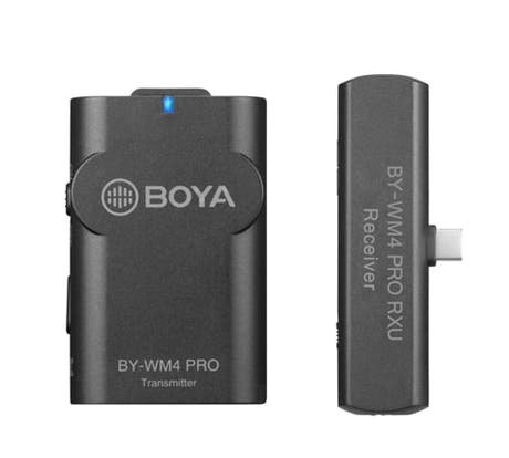 Ensemble sans fil Boya avec récepteur USB-c et émetteur lavalier WM4