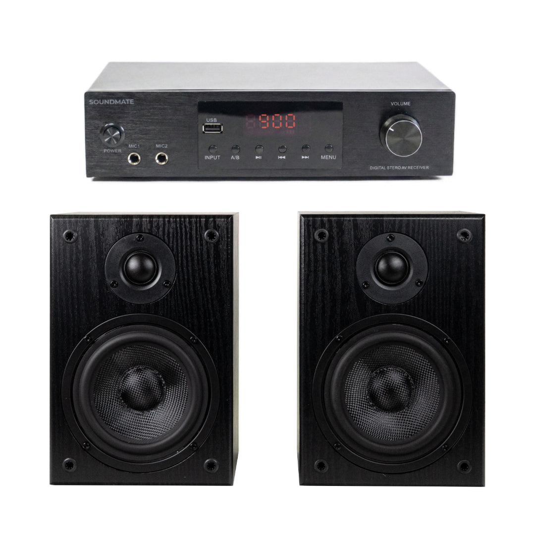 SoundMate HBS-05 Enceintes Bibliothèque & Amplificateur Bundle