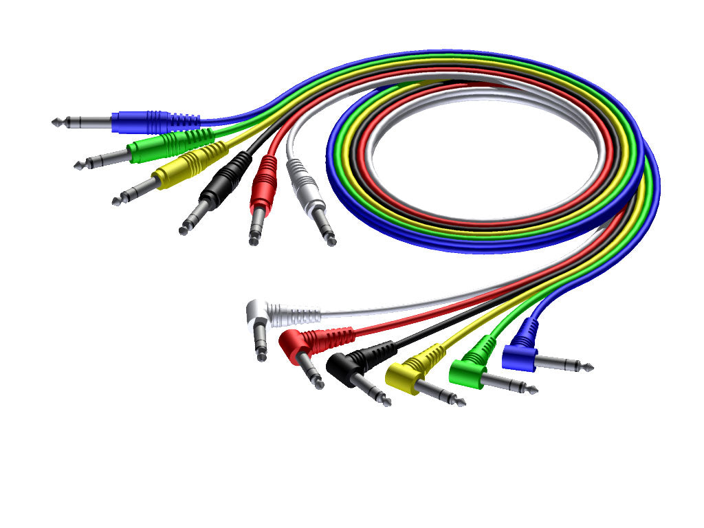 ProCab ensemble de câbles stéréo jack/jack coudés en 6 couleurs, 90 cm