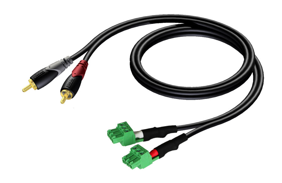 ProCab 2 x RCA mâle > 2 x bornier 3P 3,81mm, 1,5 m