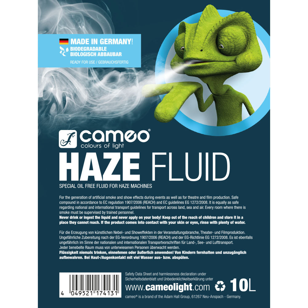 Cameo HAZE FLUID 10 L - Fluide haze pour une brume fine et une longue durée de suspension, 10 L, sans huile