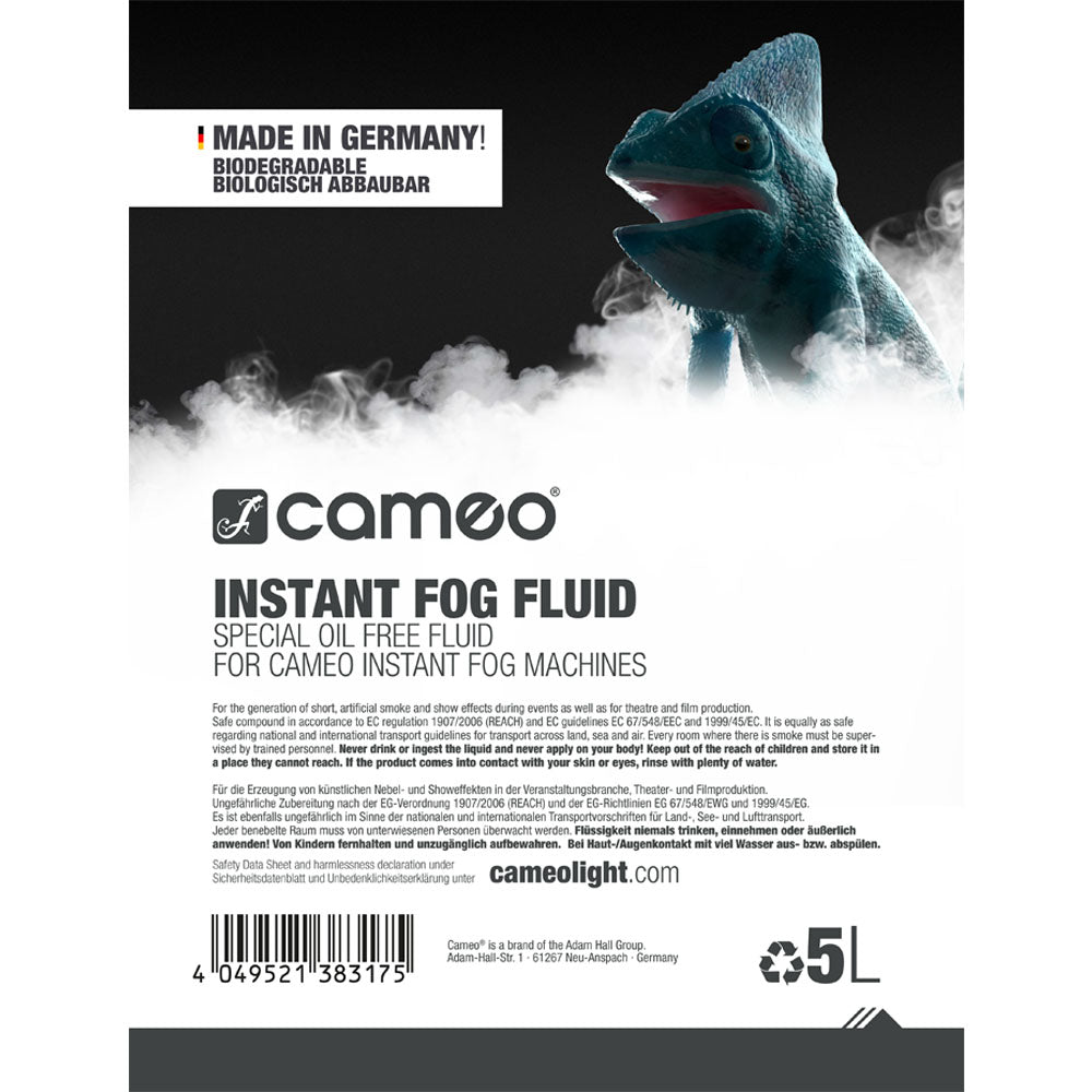 Cameo INSTANT TÅGEVÆSKE 5 L - Fluide haze sans huile pour machines haze Cameo INSTANT 5 L