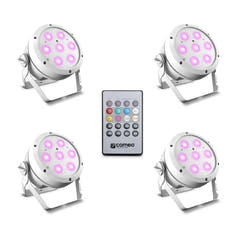 Cameo ROOT® PAR 4 WH SET 1 - Set incl. 4 x CLROOTPAR4WH incl. télécommande IR (CLPFLAT1REMOTE)