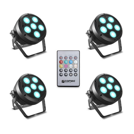 Cameo ROOT® PAR 6 SET 1 - Set incluant 4 x CLROOTPAR6 incl. télécommande IR (CLPFLAT1REMOTE)