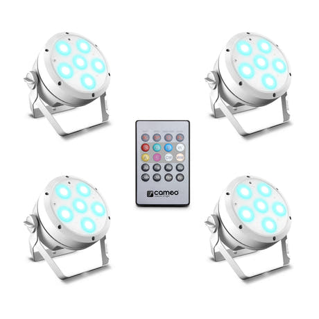 Cameo ROOT® PAR 6 WH SÆT 1 - Set incluant 4 x CLROOTPAR6WH incl. télécommande IR (CLPFLAT1REMOTE)