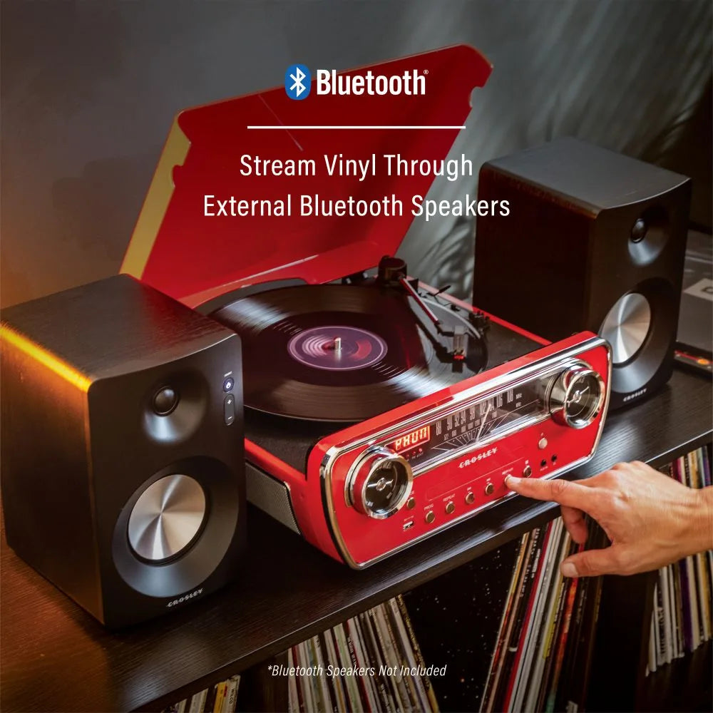 Platine vinyle Crosley Powel CR6047A 7-en-1 avec Bluetooth, CD et radio