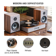 Crosley Arya Platine vinyle avec haut-parleurs, Gray
