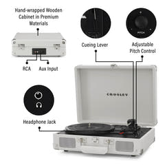 Crosley Cruiser Plus Platine vinyle Bluetooth bidirectionnel (White Sand)