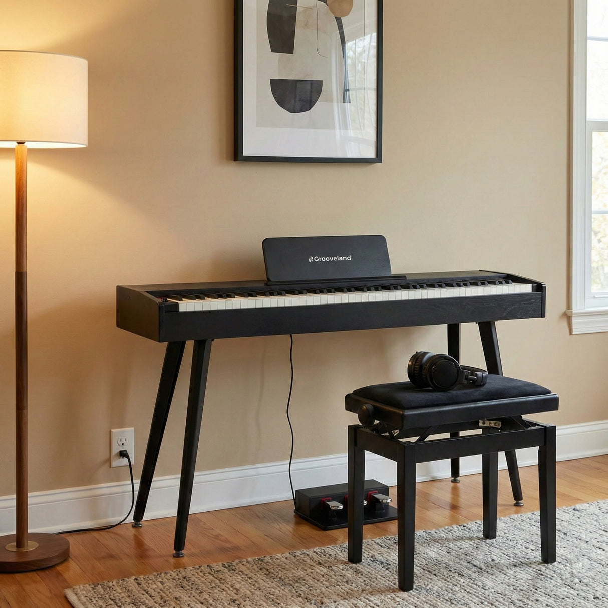 Grooveland DDP-140 Electric Piano (Black) Bundle