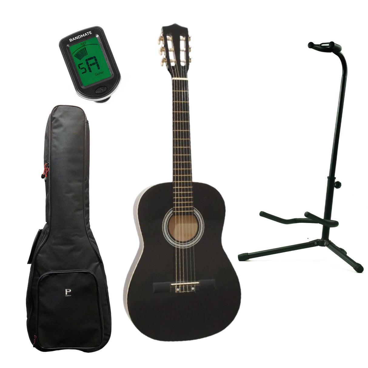 DiMavery AC-303 Classical Spanish Guitar 3/4 (Black) Starter Kit