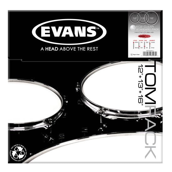 Evans EC2S Skin Pack Standard Set Clear - 12", 13", 16"