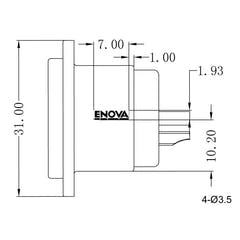 Enova connecteur châssis XLR mâle 5 broches, noir IP67 Outdoor