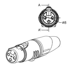 Enova Connecteur de câble XLR femelle 3 broches, noir