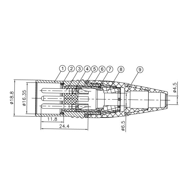 Enova connecteur de câble XLR mâle 3 broches, Noir IP67 Outdoor
