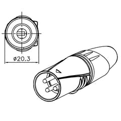 Enova Connecteur de câble XLR mâle 3 broches, noir