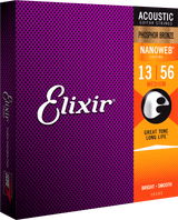 Elixir Nanoweb Phosphor Bronze Guitar Strings (Medium 13-56)