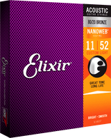 Elixir Nanoweb Bronze 80/20 Guitar String (Custom Light, 11-52)