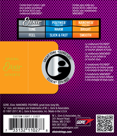 Elixir Nanoweb Bronze 80/20 Cordes de Guitare (Custom Light, 11-52)