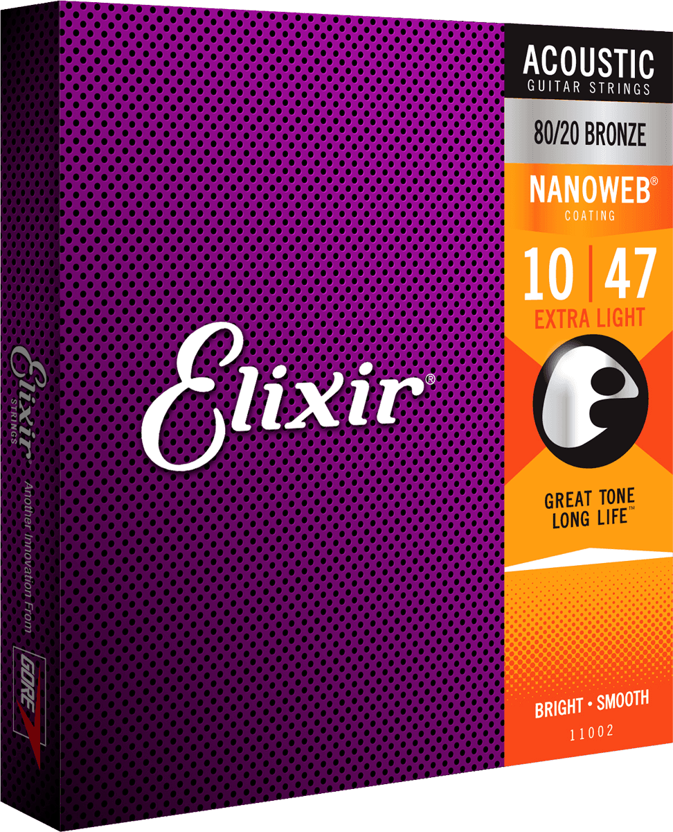 Elixir Nanoweb Bronze 80/20 Guitar String (Extra Light, 10-47)