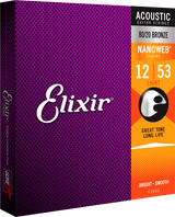 Elixir Nanoweb Bronze 80/20 Guitar string (Light, 12-53)