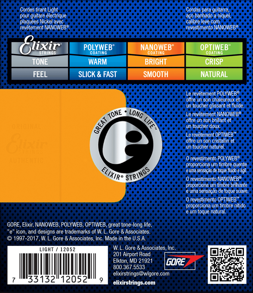 Elixir Nanoweb Cordes de Guitare (Light, 10-46)