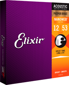 Elixir Nanoweb Phosphor Bronze Cordes de Guitare (Light, 12-53)