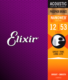 Elixir Nanoweb Phosphor Bronze Cordes de Guitare (Light, 12-53)