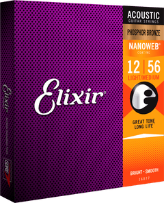 Elixir Nanoweb Phosphor Bronze Cordes de Guitare (Medium Light, 12-56)