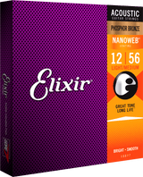 Elixir Nanoweb Phosphor Bronze Guitar Strings (Medium Light 12-56)
