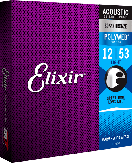 Elixir Polyweb Bronze 80/20 Cordes de Guitare (Light, 12-53)