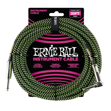 Ernie Ball 6066 Câble Guitares (Noir, Vert, 7,5m)