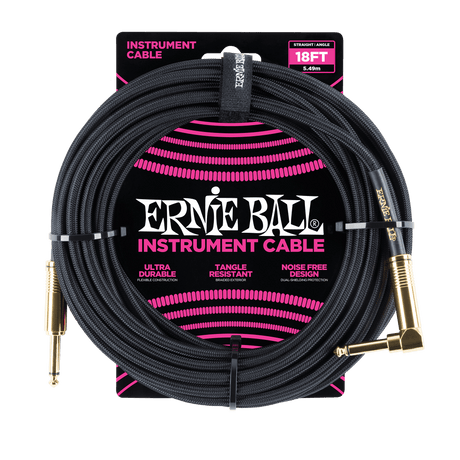 Ernie Ball 6086 Câble Guitares (Noir, 5,4m)