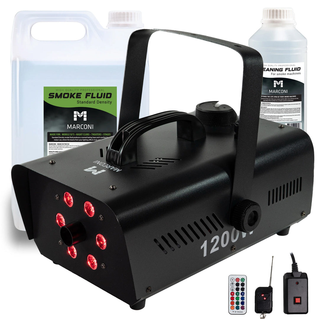 Marconi 1200W 6 LED Machine à brouillard Bundle