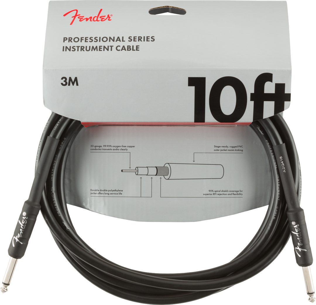 Fender Professional Câble Guitare (Noir, 3m)