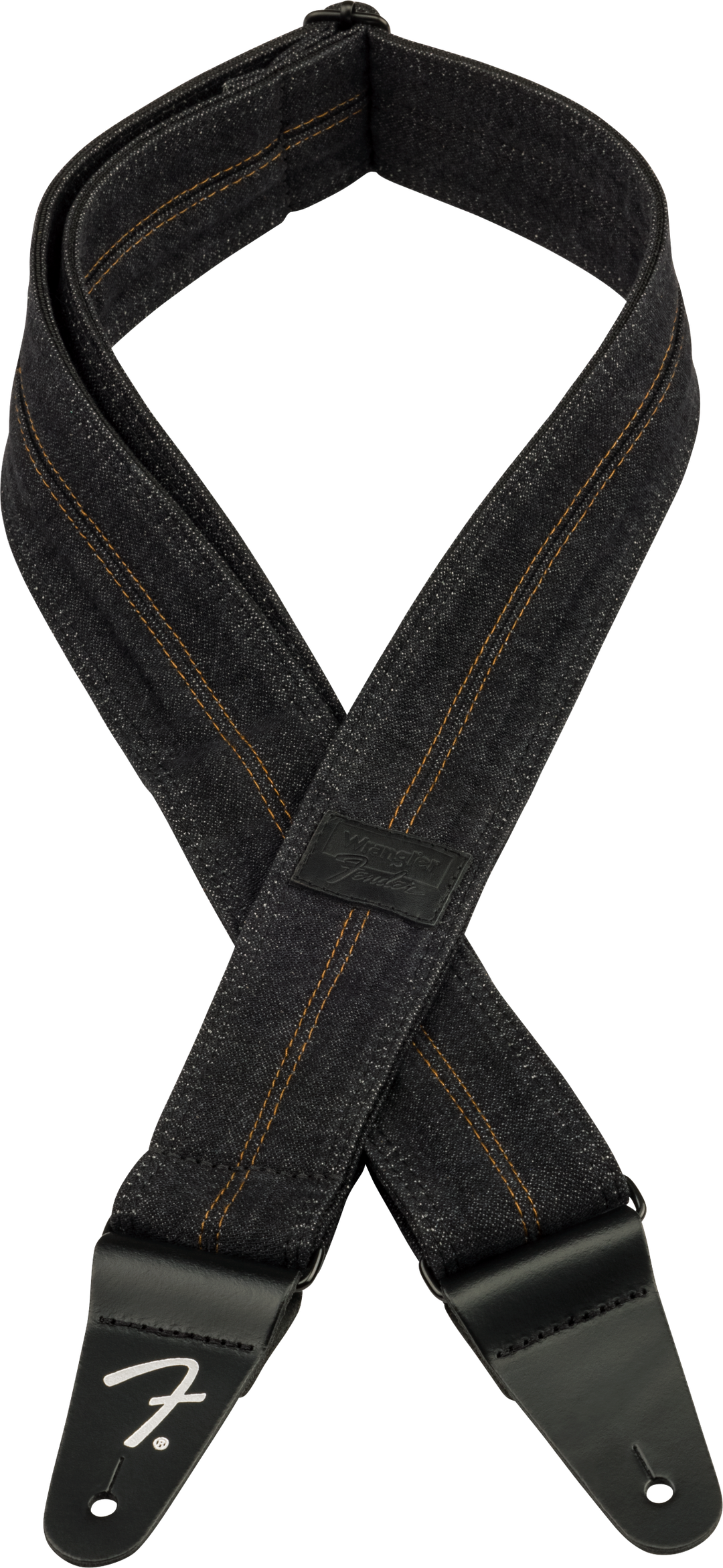Sangle Guitare Fender x Wrangler Denim (Washed Black Stitch, 2")