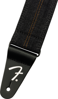 Sangle Guitare Fender x Wrangler Denim (Washed Black Stitch, 2")