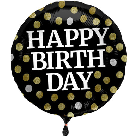 Ballon en Aluminium 'Joyeux Anniversaire' (Noir Brillant, 45cm)