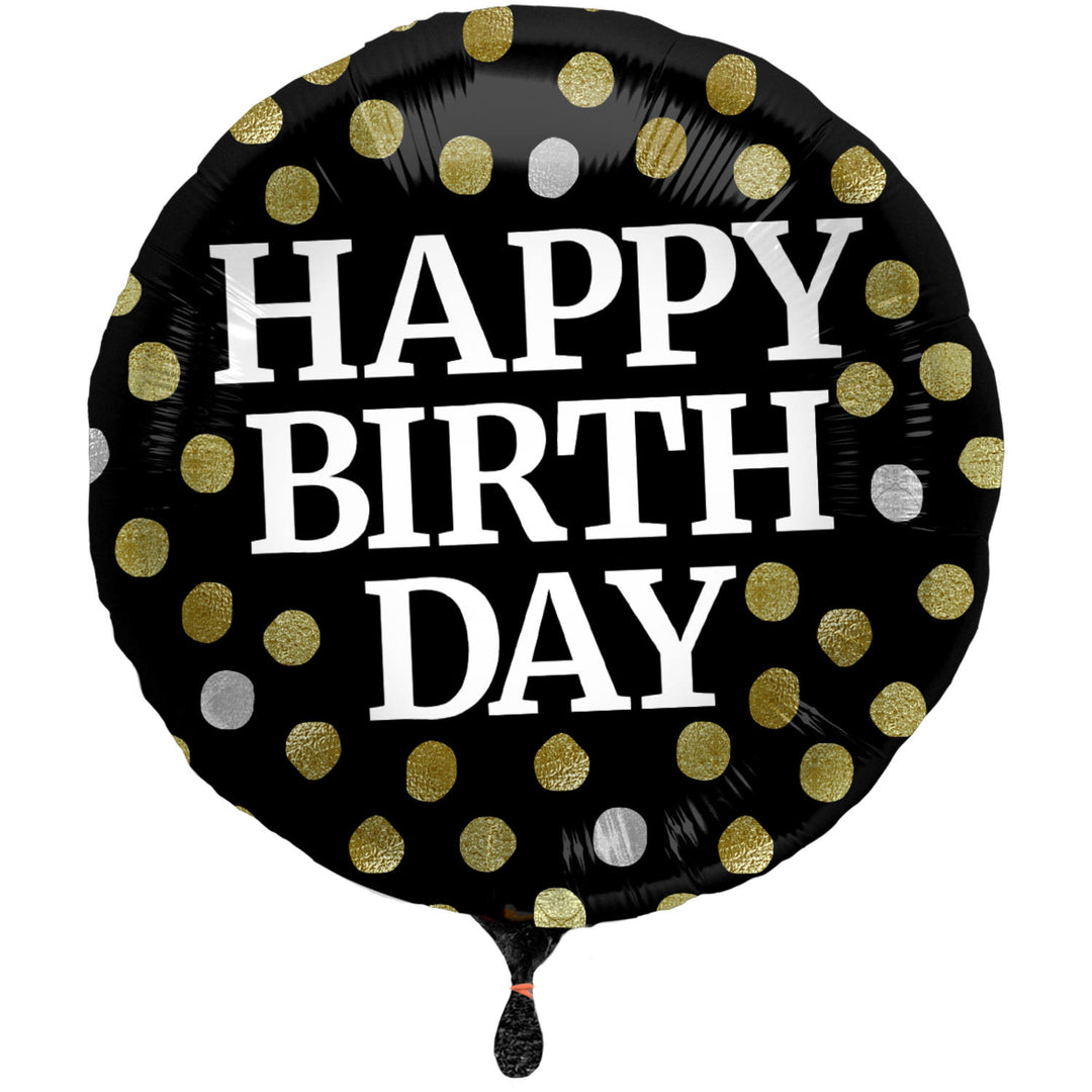 Ballon en Aluminium 'Joyeux Anniversaire' (Noir Brillant, 45cm)