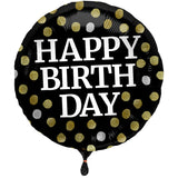 Ballon en Aluminium 'Joyeux Anniversaire' (Noir Brillant, 45cm)