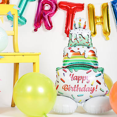 Ballon en aluminium 'Joyeux Anniversaire!' Gâteau (72 cm)