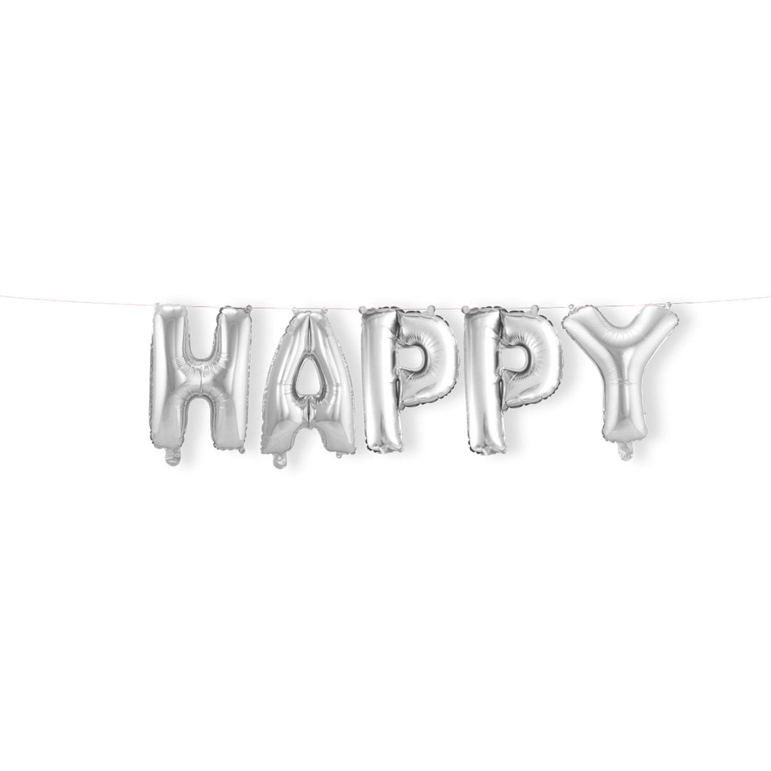 Ballon en Aluminium 'Heureux' (Argent, 36cm)