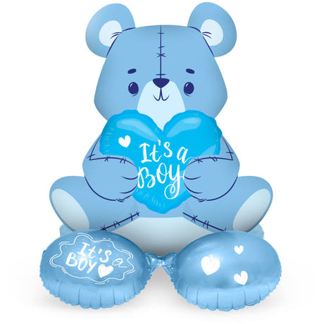 Ballon en Aluminium avec Base Ours 'C'est un Garçon' (Bleu, 61cm)