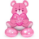Ballon en Aluminium avec Base Ours 'C'est une Fille' (Rose, 61cm)