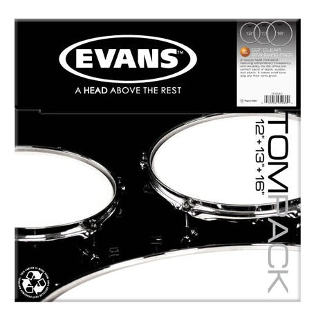 Evans G2 Skin Pack Standard Set Clear - 12", 13", 16"